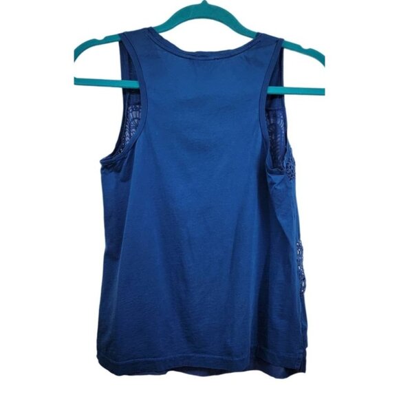 J.CREW Tank Top Crochet Trim Scoop Neck Sleeveless Shell Cotton Blue XS - Picture 3 of 3